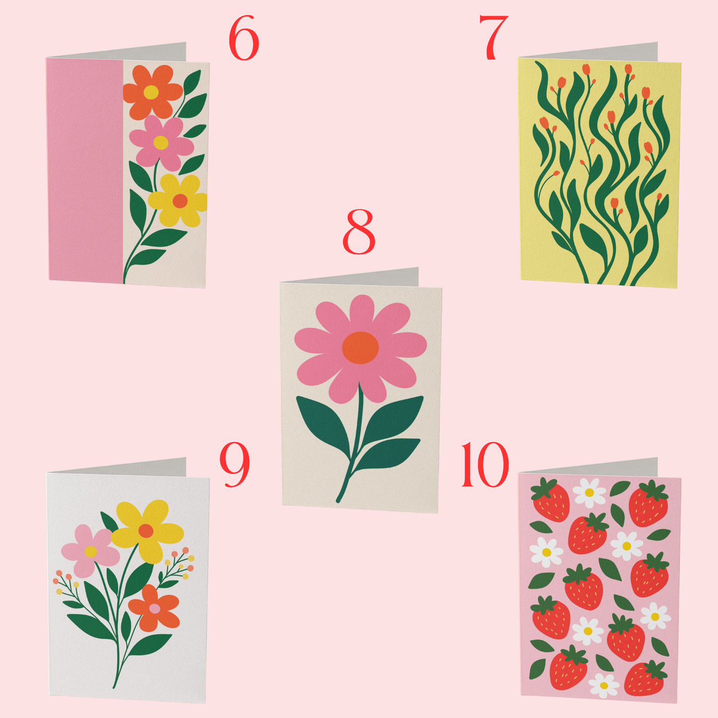 Set of 10 Greeting Cards, Mix and Match Cards - Coquette Cloud Co
