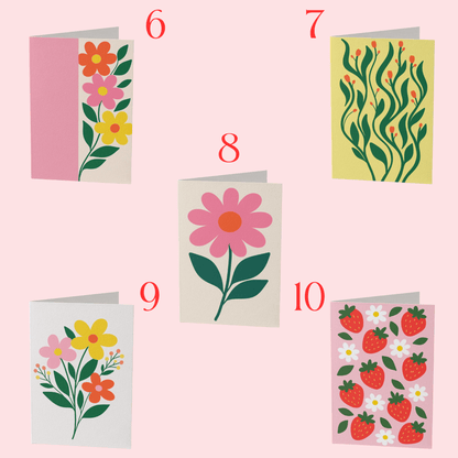 Set of 10 Greeting Cards, Mix and Match Cards - Coquette Cloud Co