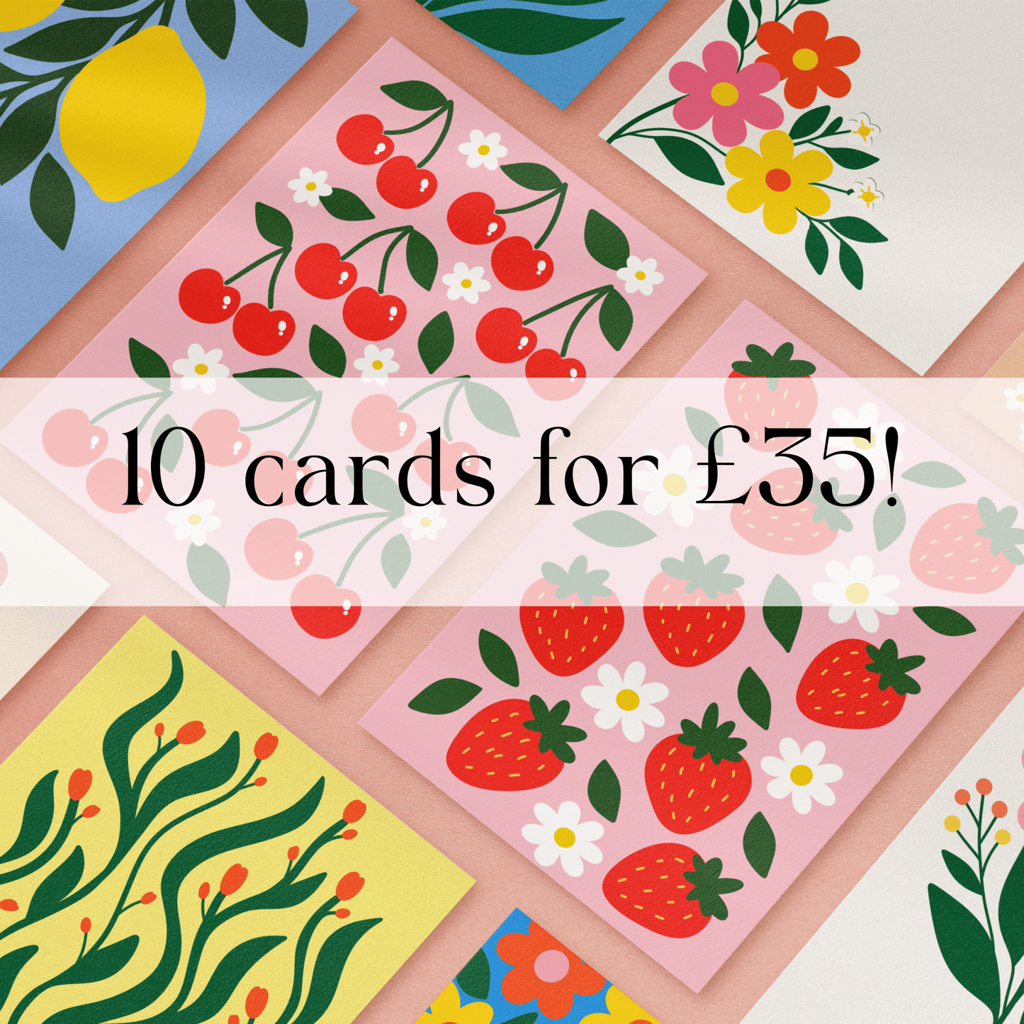 Set of 10 Greeting Cards, Mix and Match Cards - Coquette Cloud Co