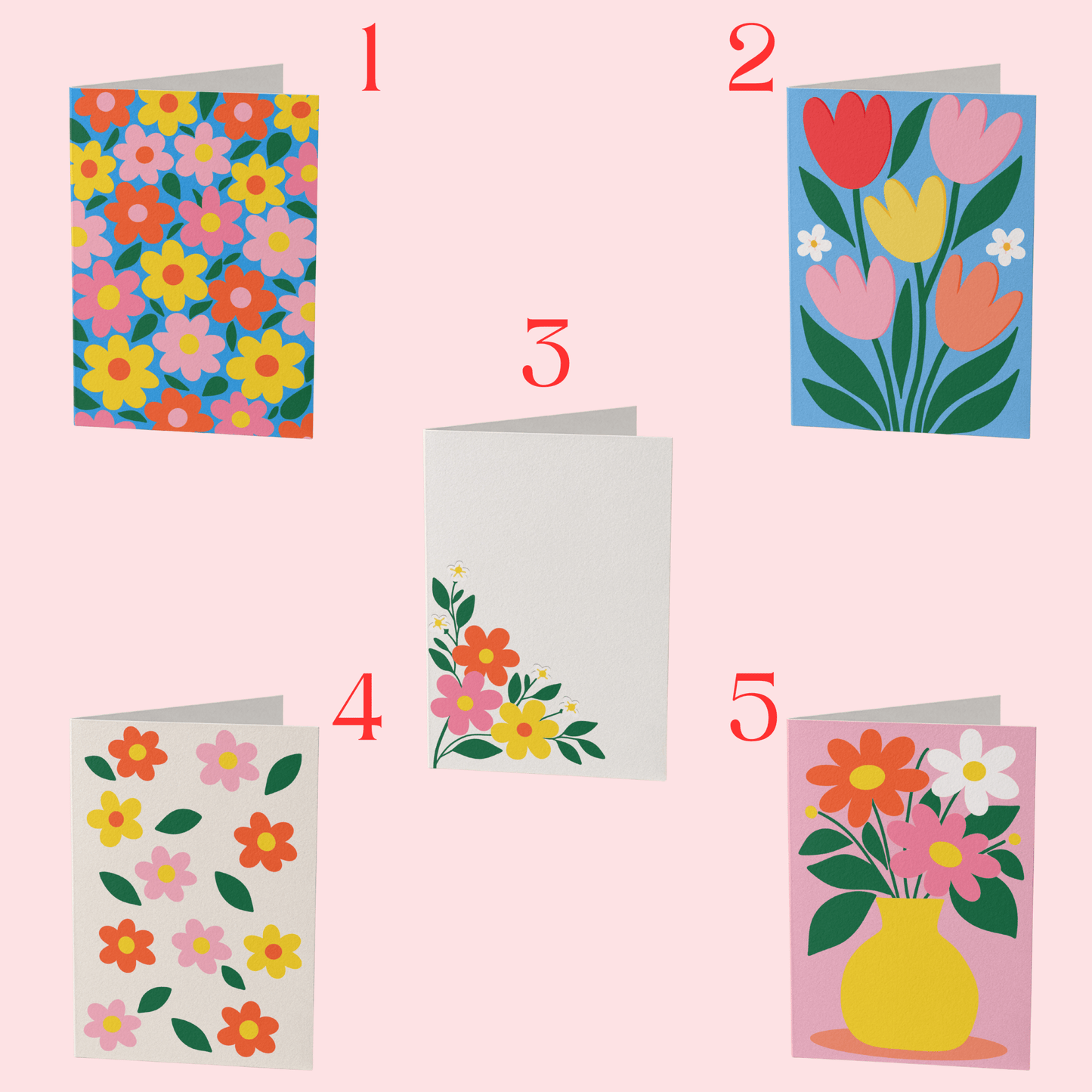 Set of 10 Greeting Cards, Mix and Match Cards - Coquette Cloud Co