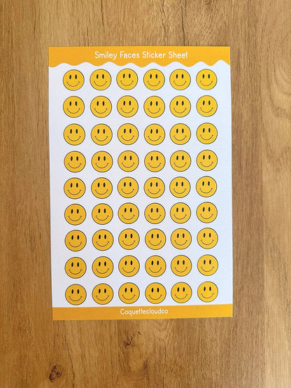 Smiley Face Sticker Sheet - Coquette Cloud Co