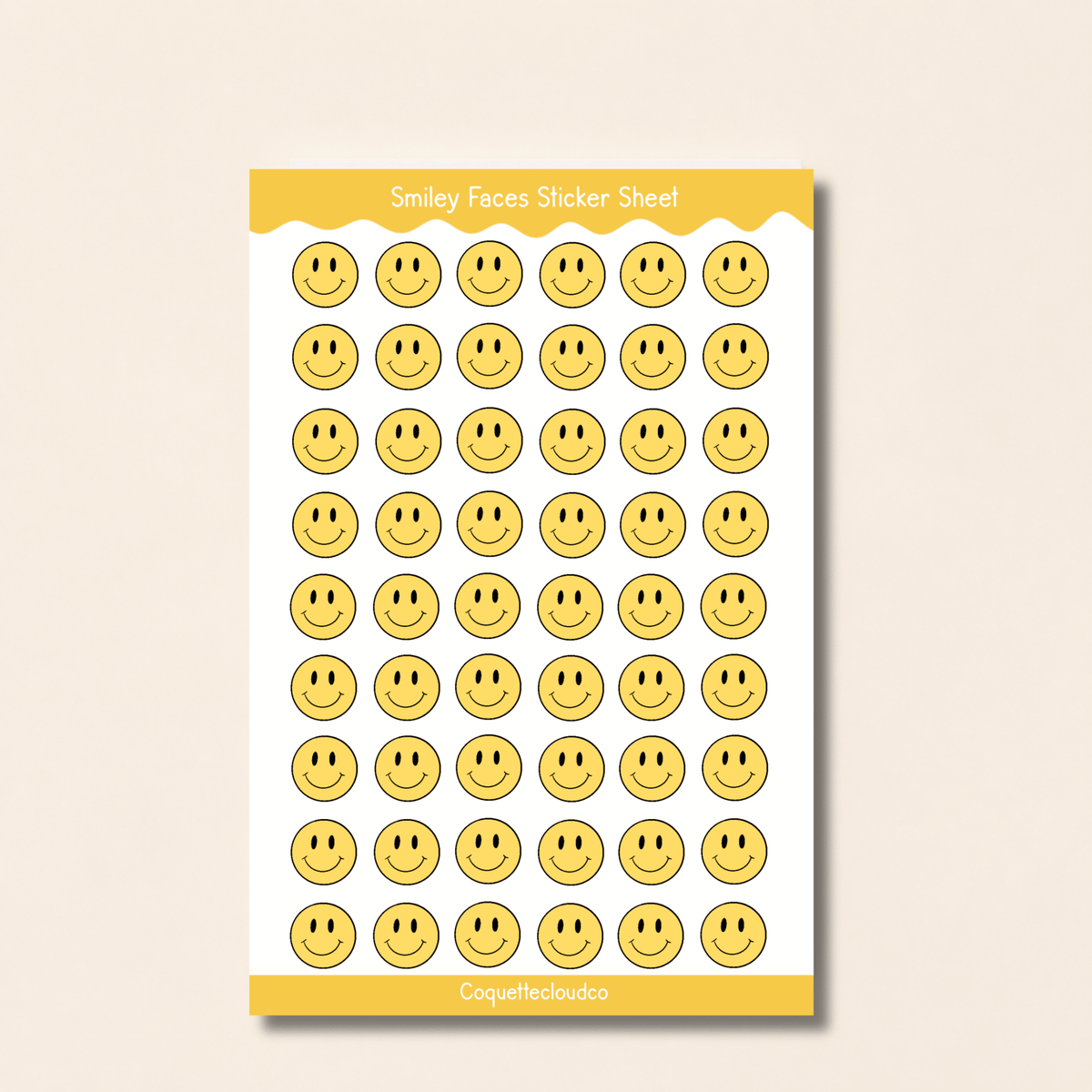 Smiley Face Sticker Sheet - Coquette Cloud Co