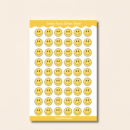Smiley Face Sticker Sheet - Coquette Cloud Co