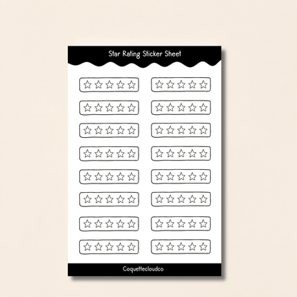 Star Rating Sticker Sheet - Coquette Cloud Co