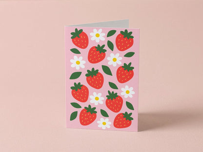 Strawberry Cute Fruit Greeting Card - Coquette Cloud Co