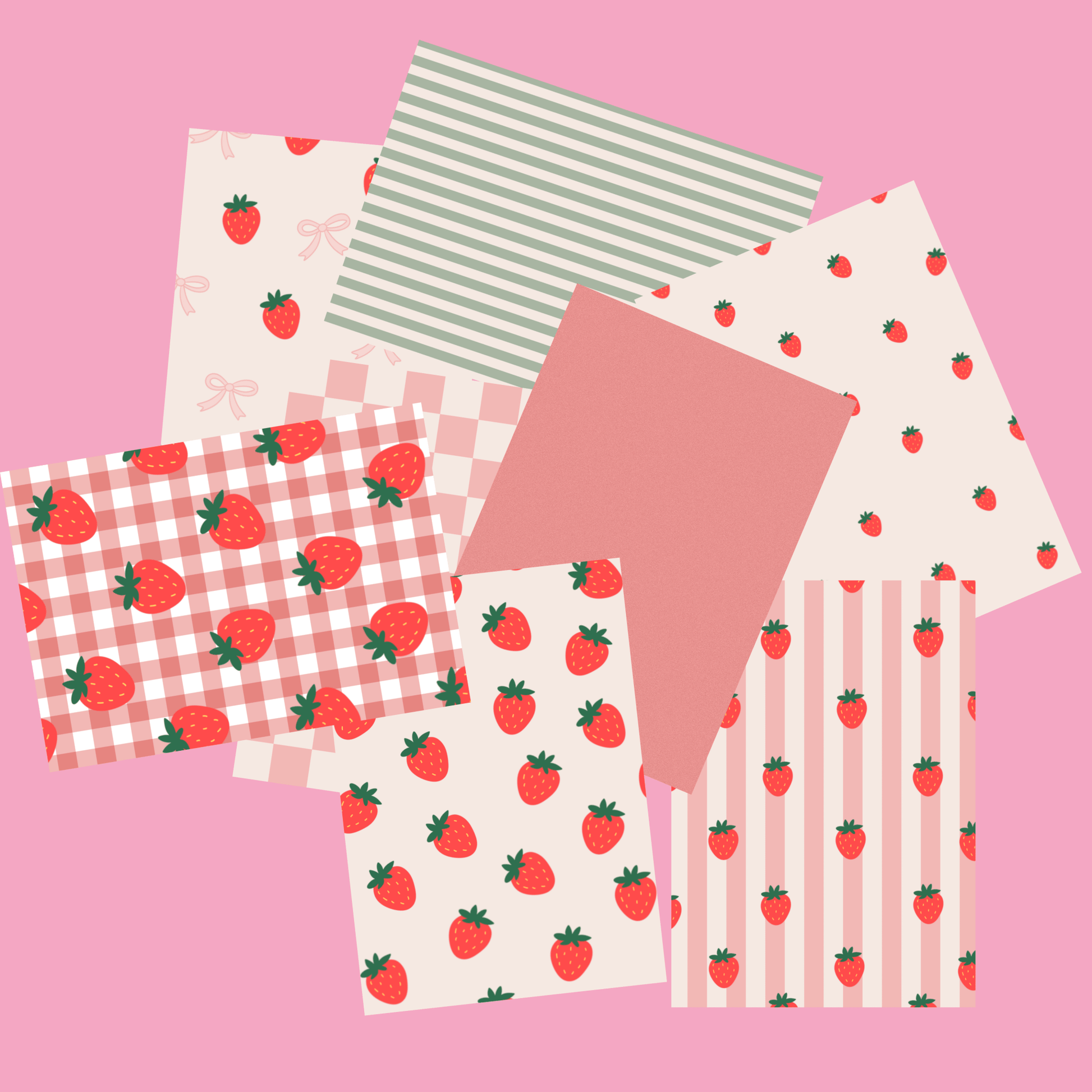 Strawberry Scrapbook Paper Set A5 - Coquette Cloud Co