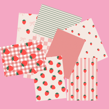 Strawberry Scrapbook Paper Set A5 - Coquette Cloud Co