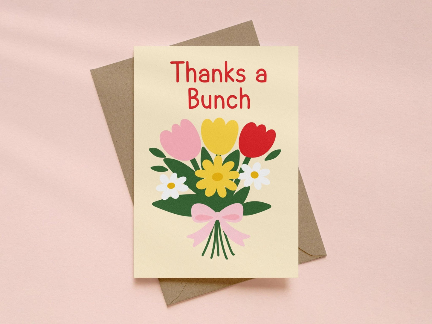 “Thanks a Bunch”, Cute Floral Thank You Card - Coquette Cloud Co