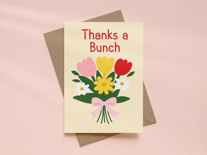 “Thanks a Bunch”, Cute Floral Thank You Card - Coquette Cloud Co