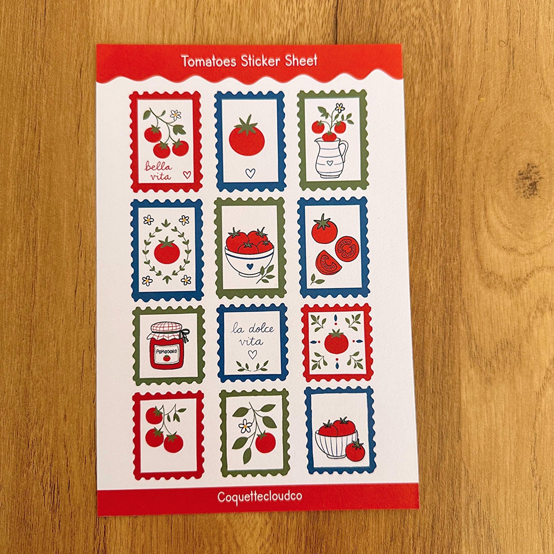 Tomato Sticker Sheet - Coquette Cloud Co