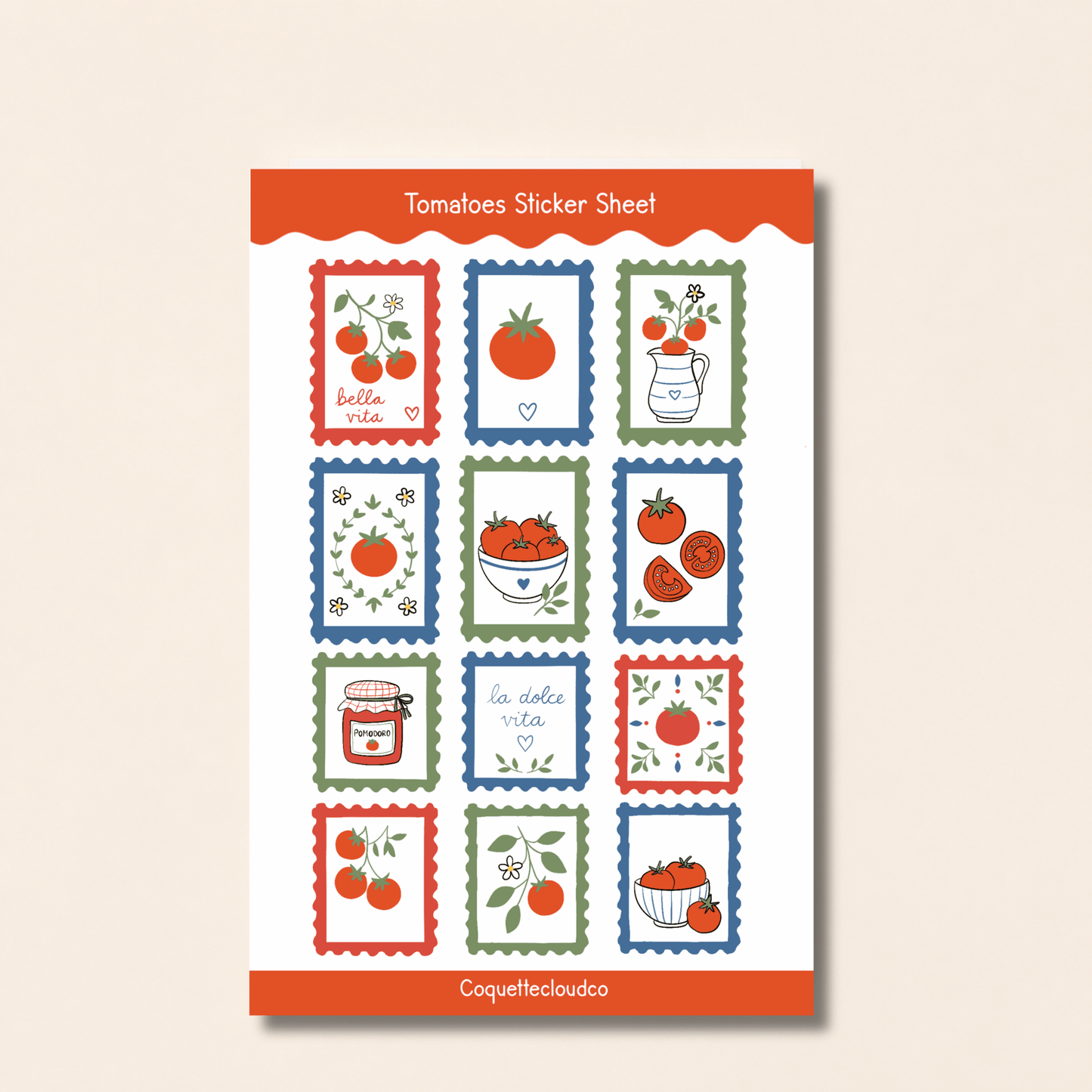 Tomato Sticker Sheet - Coquette Cloud Co