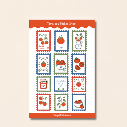 Tomato Sticker Sheet - Coquette Cloud Co