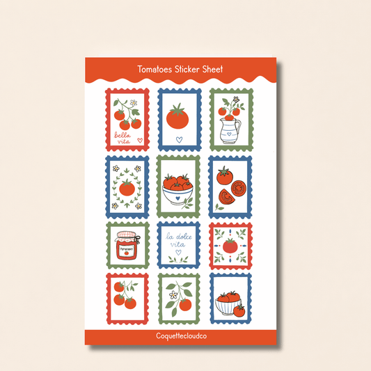 Tomato Sticker Sheet - Coquette Cloud Co