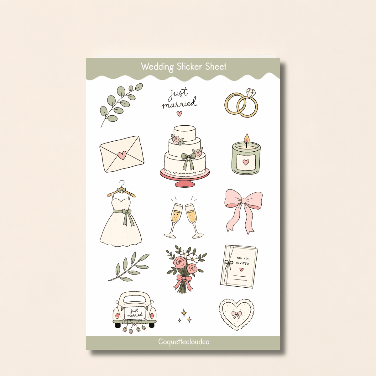 Wedding Sticker Sheet - Coquette Cloud Co