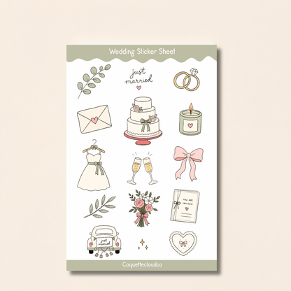 Wedding Sticker Sheet - Coquette Cloud Co