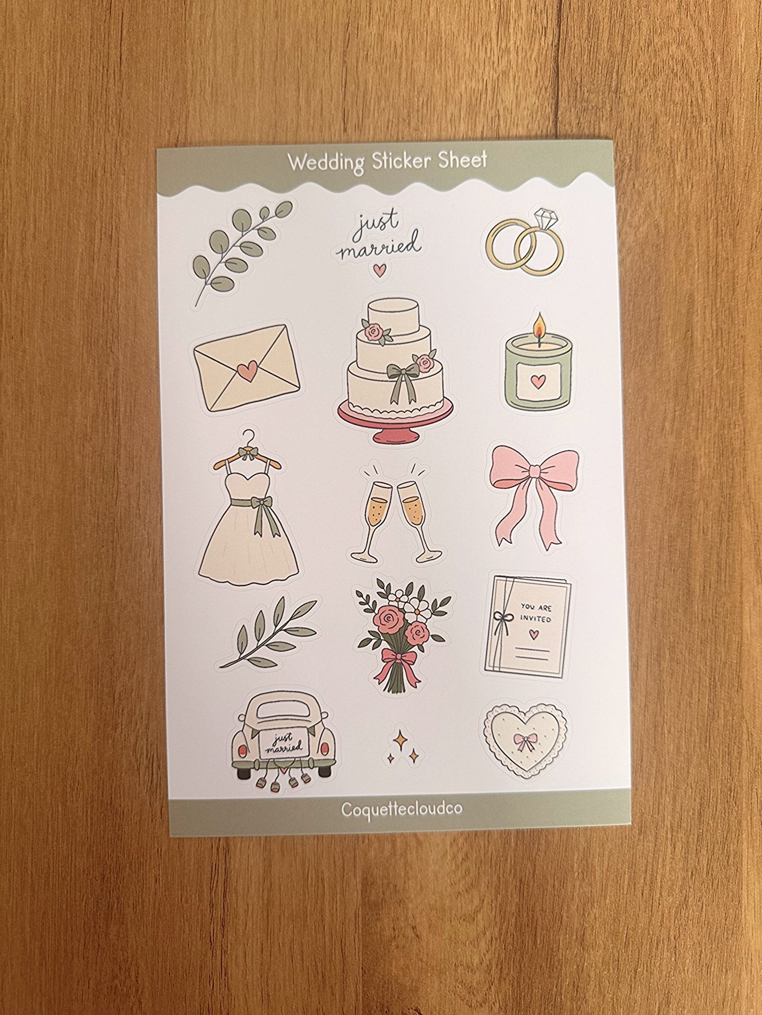 Wedding Sticker Sheet - Coquette Cloud Co
