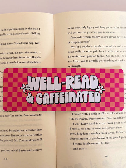 Well Read & Caffeinated Bookmark - Coquette Cloud Co