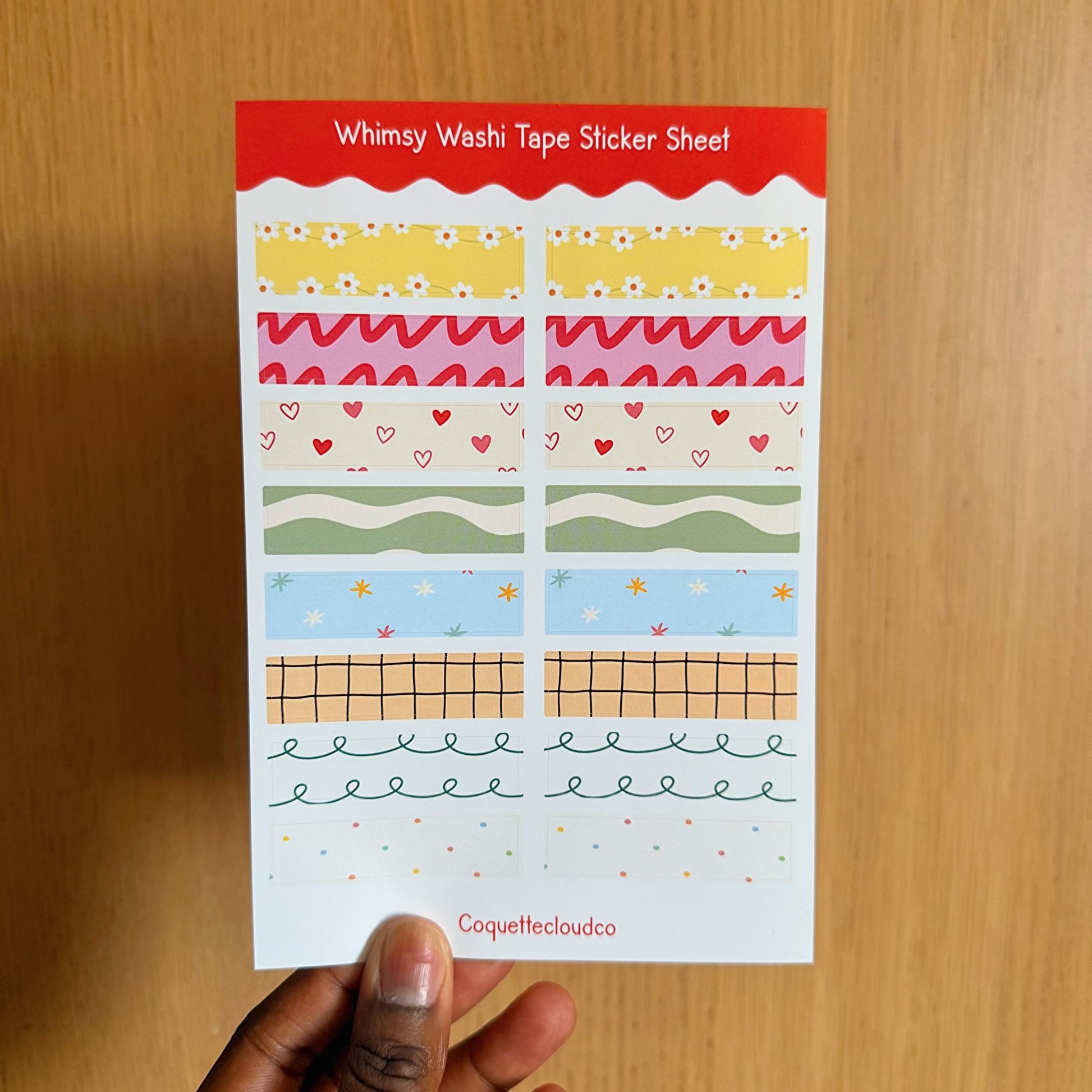 Whimsy Washi Tape Sticker Sheet - Coquette Cloud Co